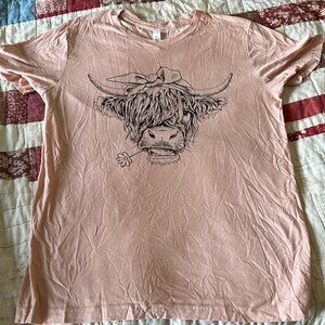 Bella Canvas Peach Tee with Cow Graphic